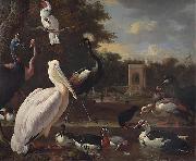 Melchior de Hondecoeter A Pelican and other exotic birds in a park Spain oil painting artist